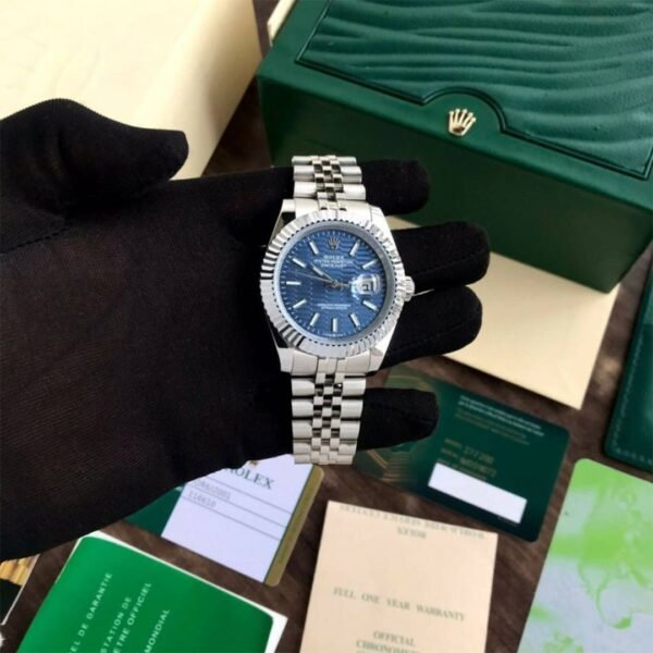 Alternative view of Rolex Datejust Silver Blue Dial Metal Watch