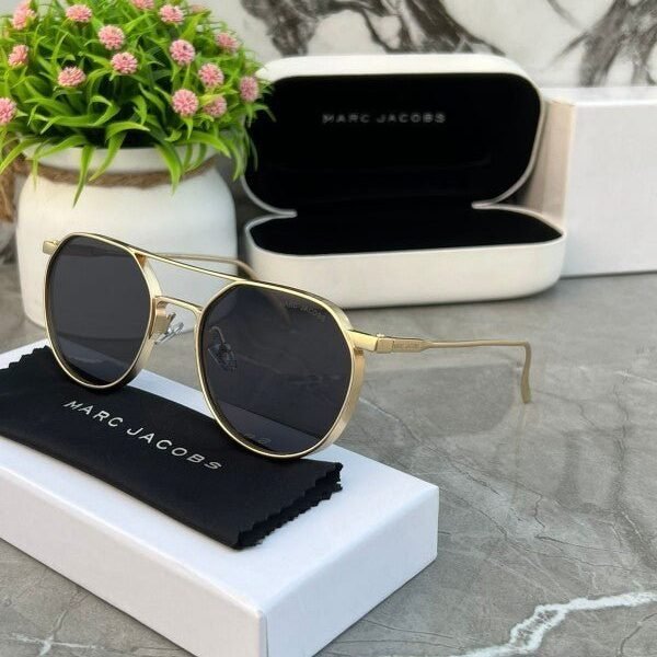 Alternative view of Branded Mj Metal Frame Gold Black Sunglasses (With Original Kit)