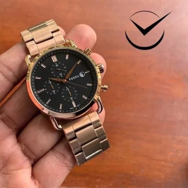 Alternative view of Fossil Rose Gold Black Metal Watch