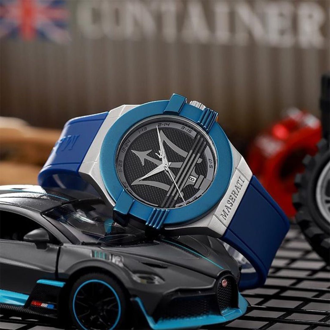 Maserati Blue Silver Leather Watch - Image 3