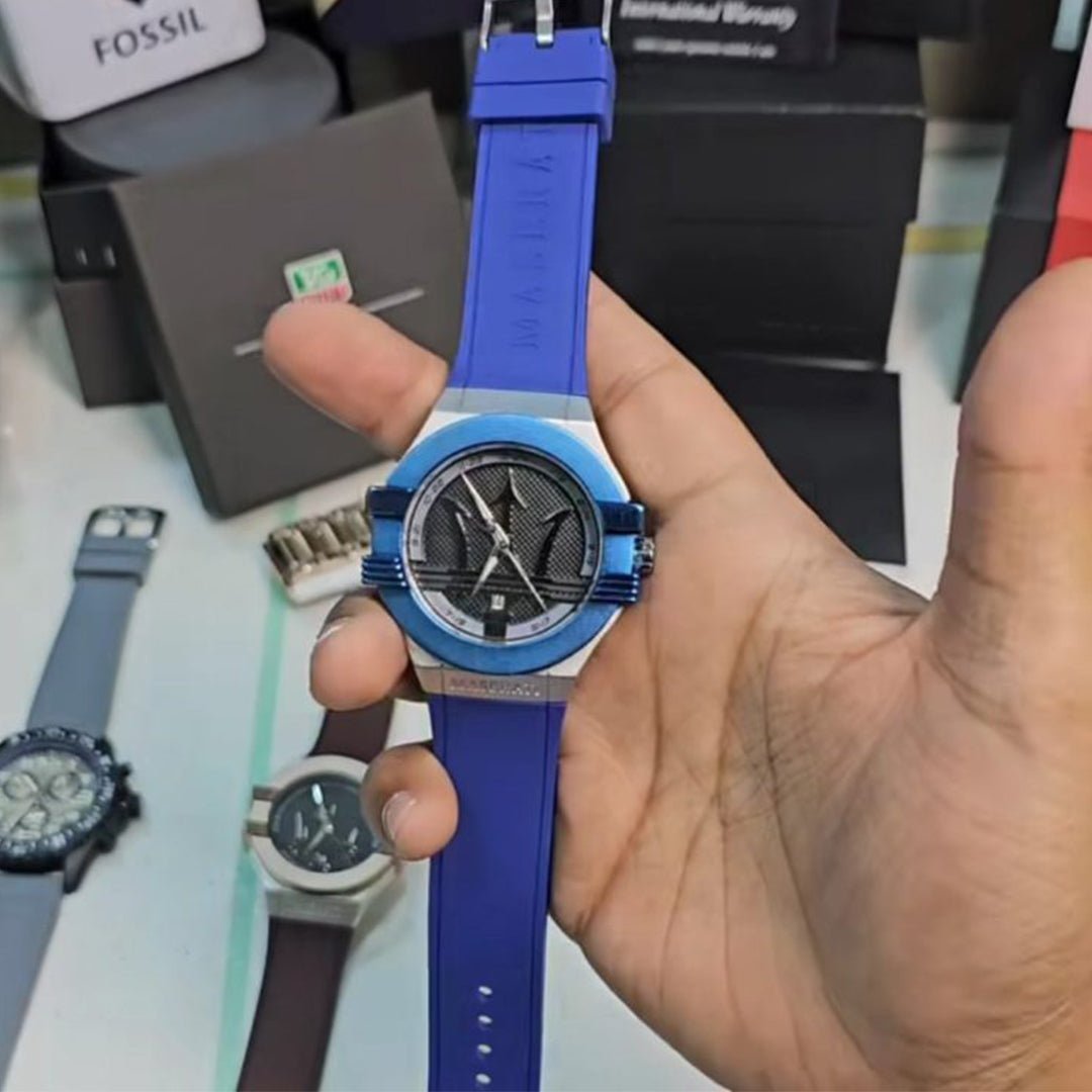 Maserati Blue Silver Leather Watch - Image 2