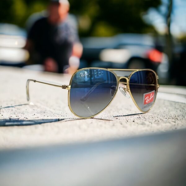 Alternative view of Branded Rb Gold Blue Aviator Sunglasses (With Original Kit)