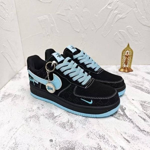 Alternative view of nike airforce 1 low x stussy x black blue